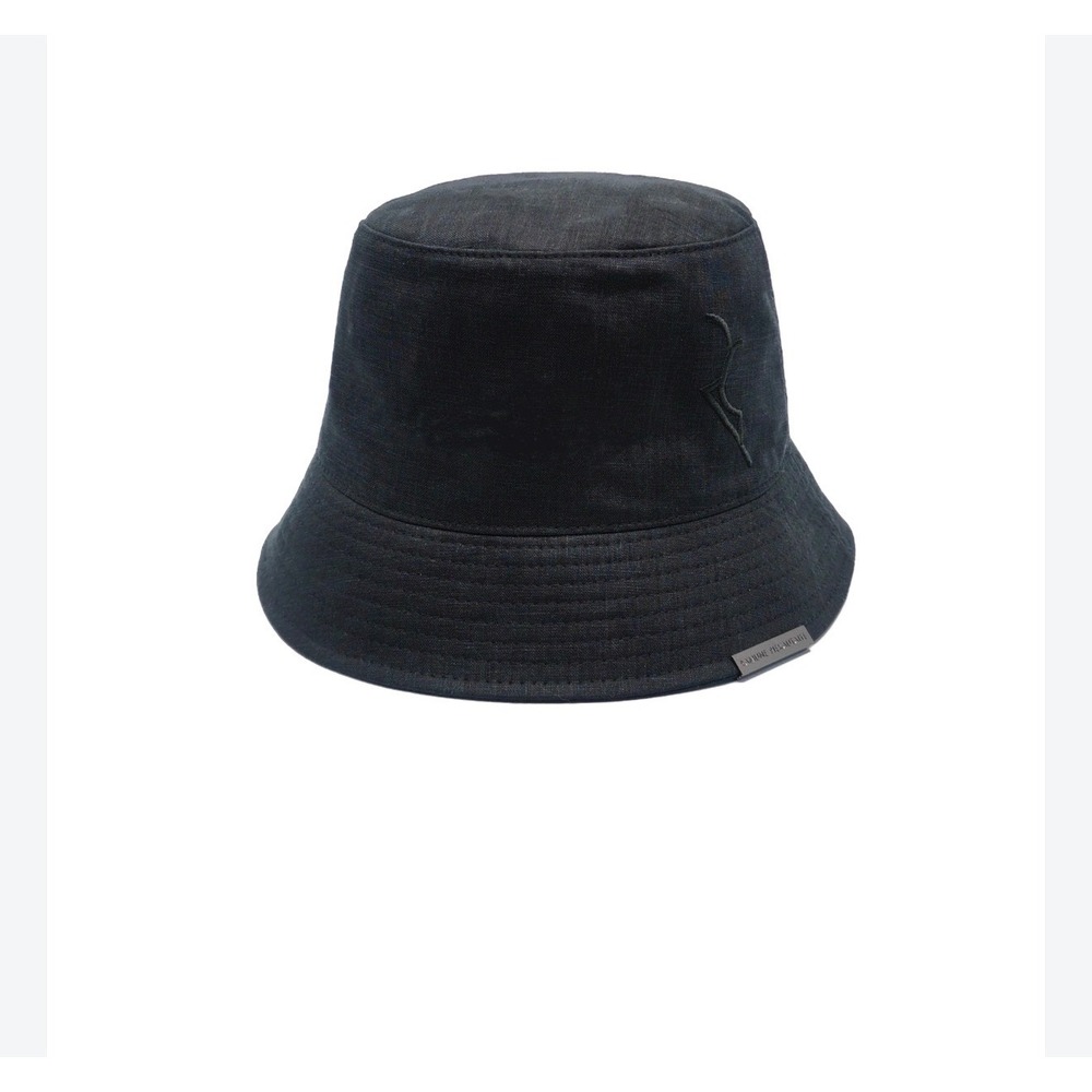 Ramune Piekautaite Black Summer Bucket Hat 100% Linen Designer Sun Hat